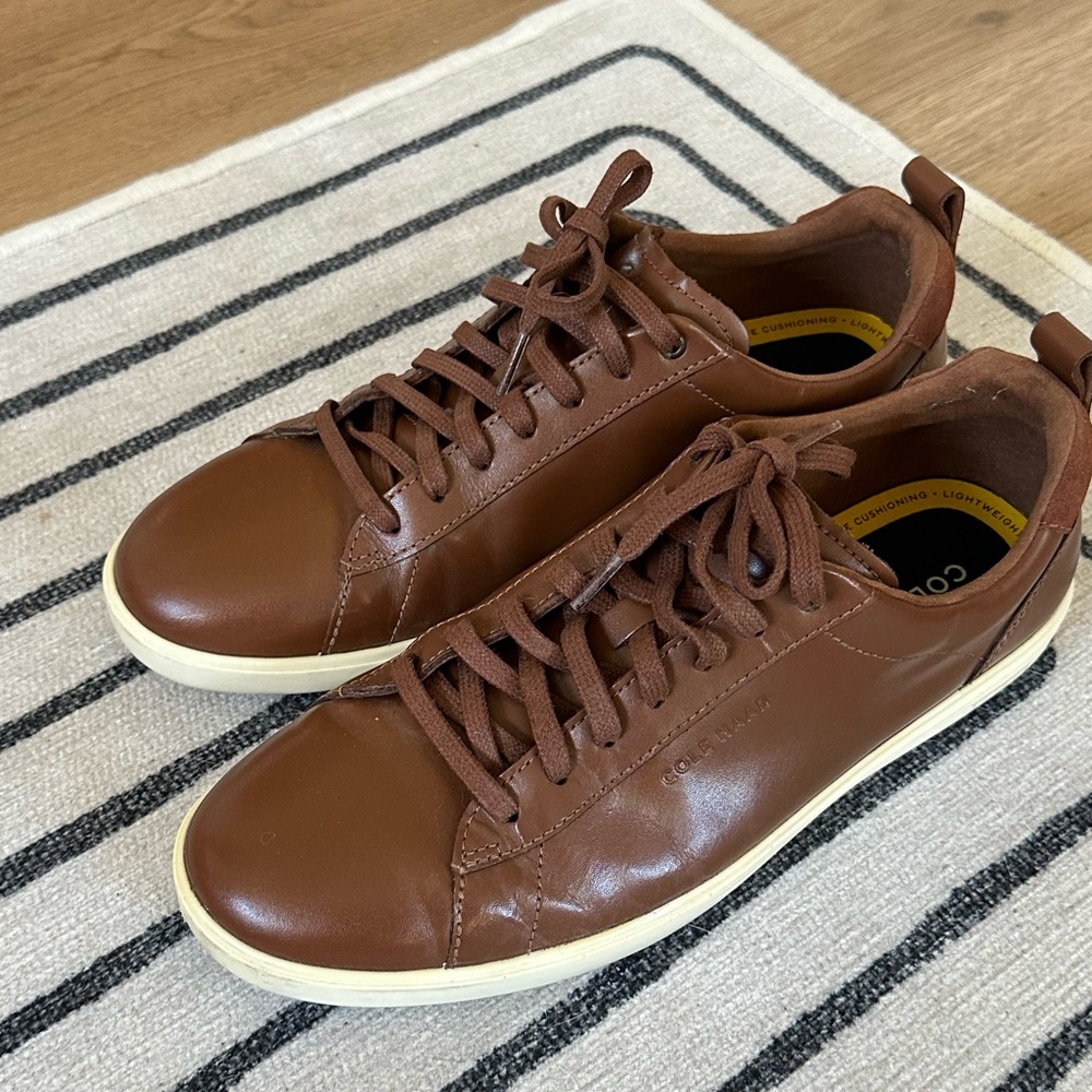COLE HAAN ‘Grand+ Court’ Men's Dress Sneakers in British Tan - Sz 9 - LIKE NEW